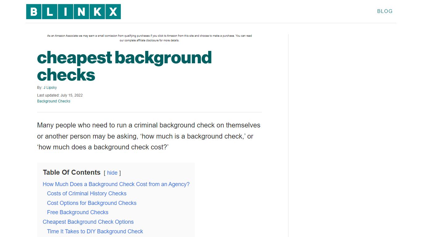 cheapest background checks - Blinkx